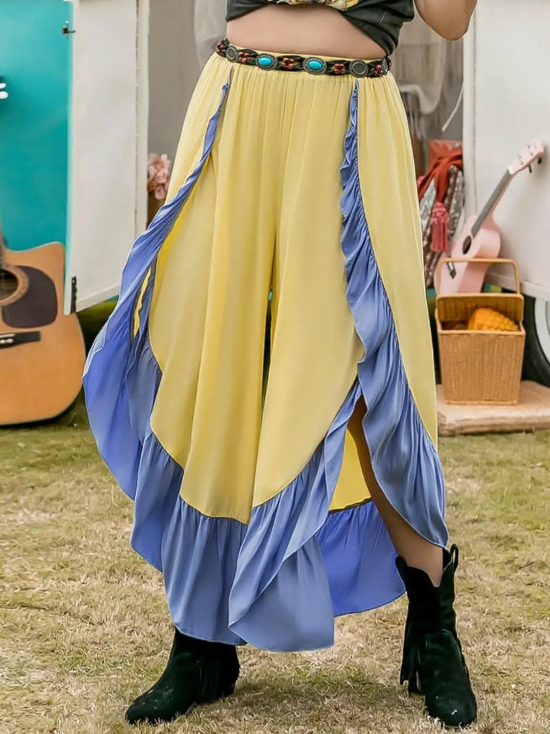 Chic ruffled wide leg pants - Love Salve